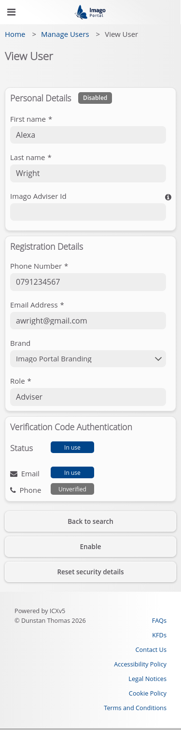 Role-InternalAdmin > 05 View User - Adviser